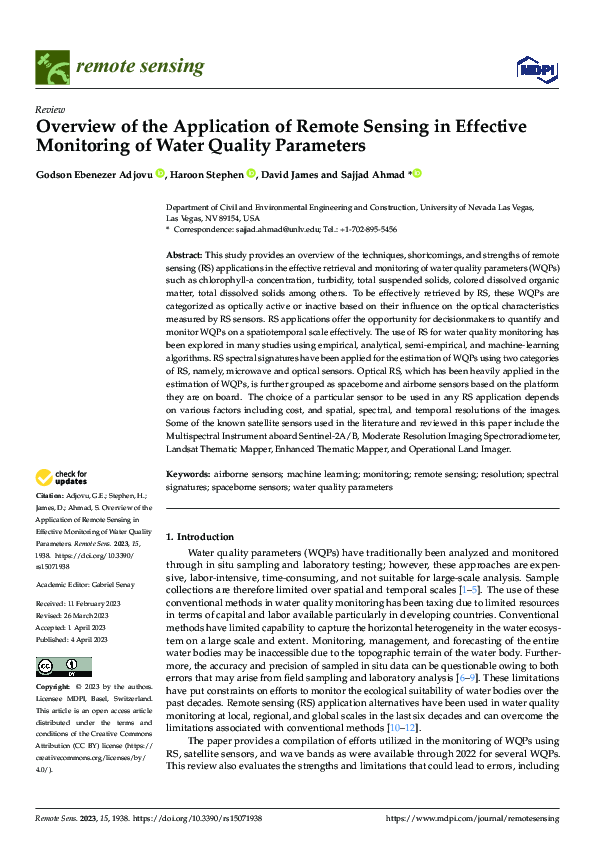 (PDF) Overview of the Application of Remote Sensing in Effective ...