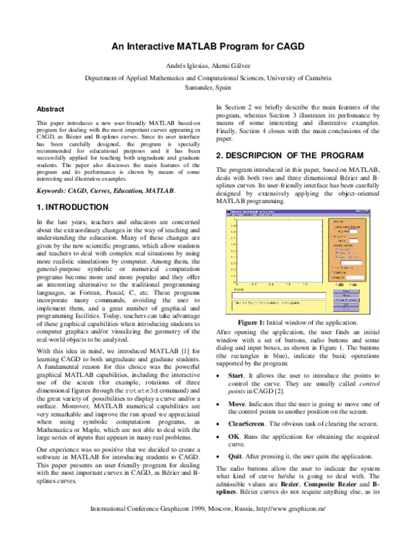 (PDF) An Interactive MATLAB Program for CAGD