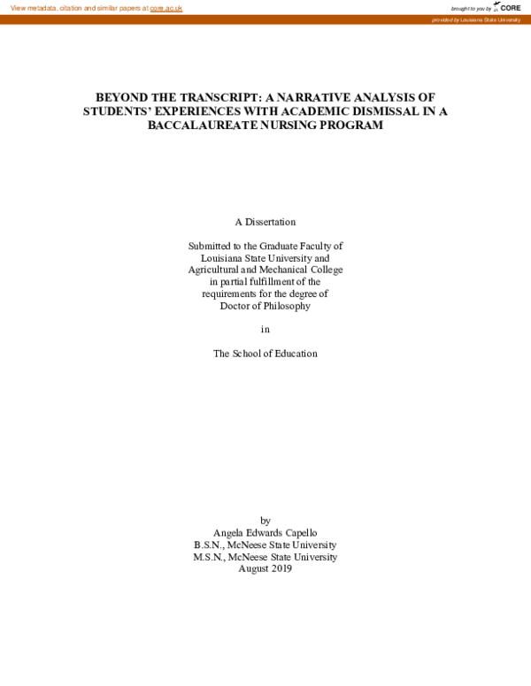 (PDF) Beyond the Transcript: A Narrative Analysis of Students ...