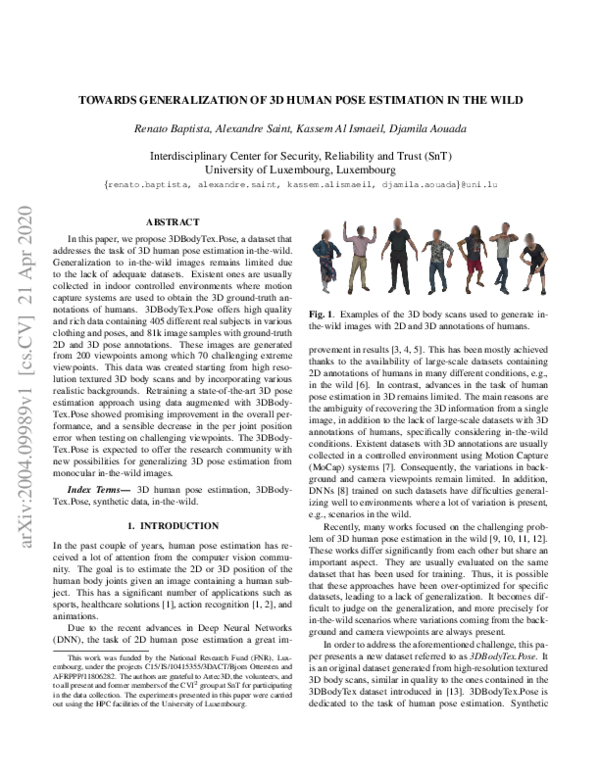 (PDF) Towards Generalization of 3D Human Pose Estimation In The Wild