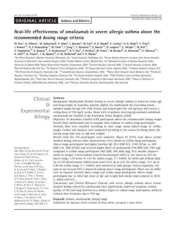 (PDF) Real-life effectiveness of omalizumab in severe allergic asthma ...
