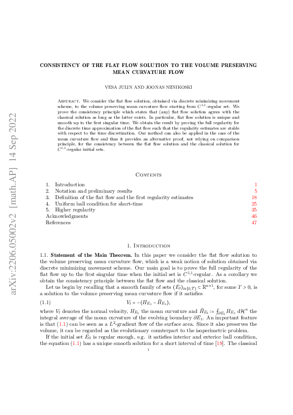 (PDF) Consistency of the flat flow solution to the volume preserving ...