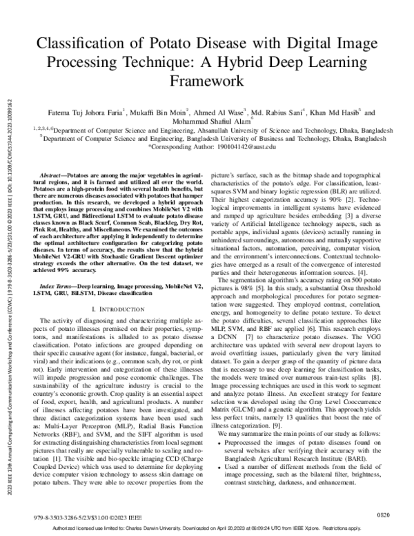 (PDF) Classification of Potato Disease with Digital Image Processing ...