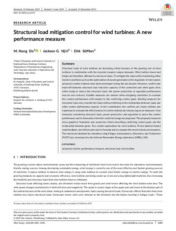 (PDF) Structural load mitigation control for wind turbines: A new ...