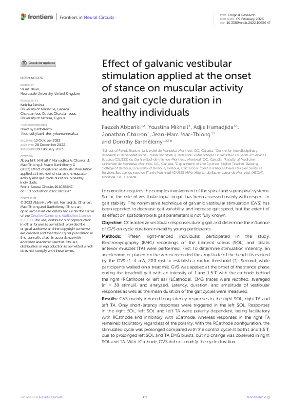 (PDF) Effect of galvanic vestibular stimulation applied at the onset of ...