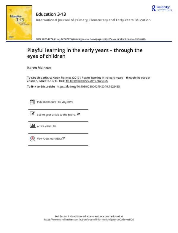 (PDF) Playful learning in the early years – through the eyes of children