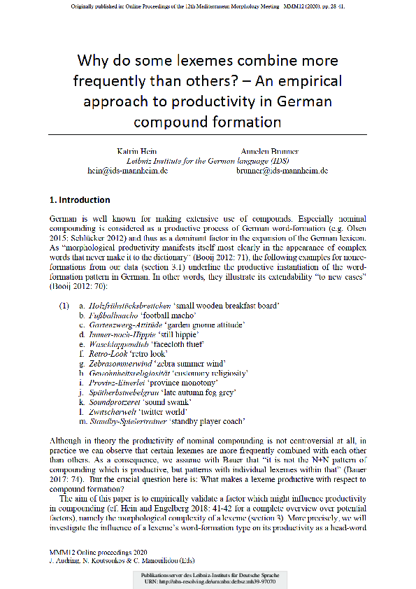 (PDF) Why do some lexemes combine more frequently than others? – An ...