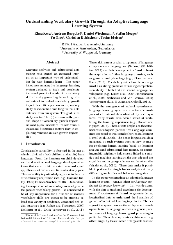 (PDF) Understanding Vocabulary Growth Through An Adaptive Language ...