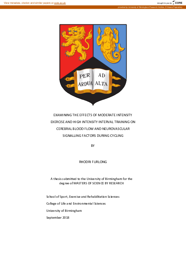 (PDF) Examining the effects of moderate intensity exercise and high ...