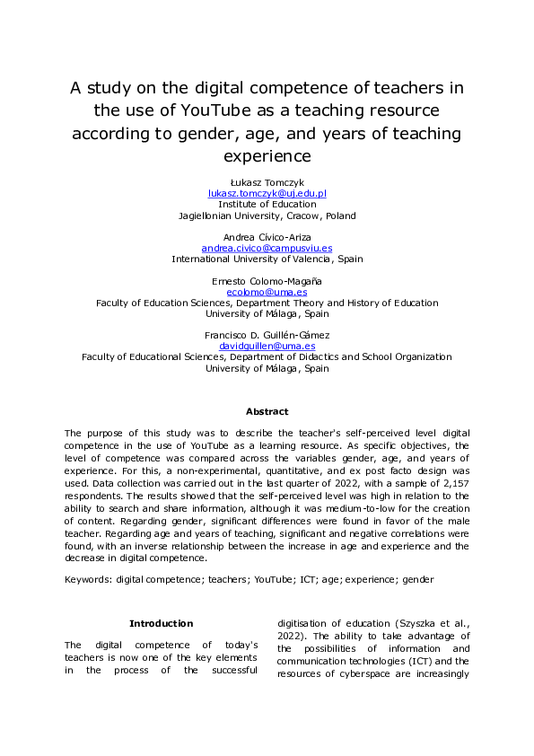 (PDF) A study on the digital competence of teachers in the use of ...