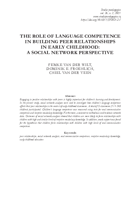 (PDF) The Role of Language Competence in Building Peer Relationships in ...