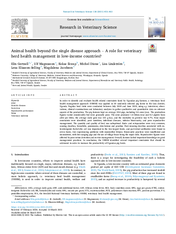 (PDF) Animal health beyond the single disease approach – A role for ...