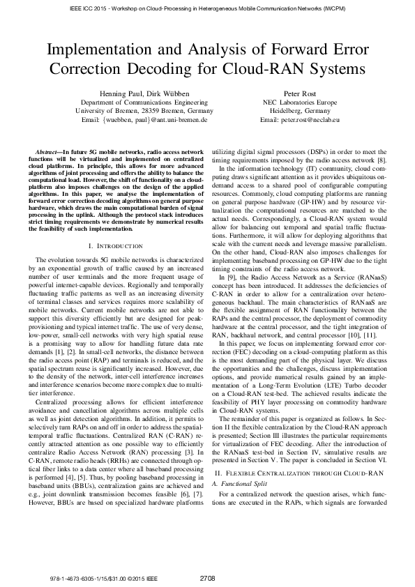 (PDF) Implementation and analysis of forward error correction decoding ...