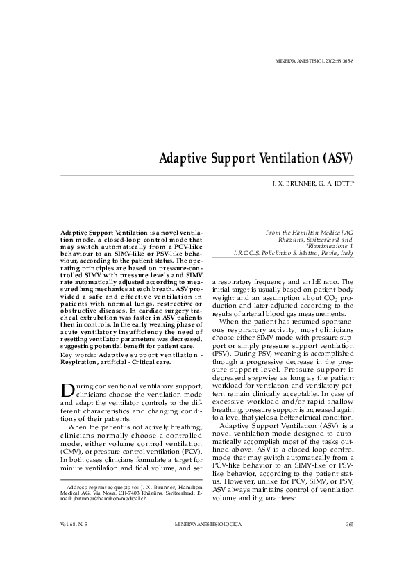 (PDF) Adaptive Support Ventilation (ASV