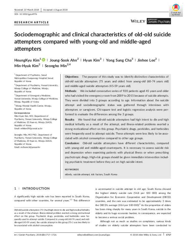 (PDF) Sociodemographic and clinical characteristics of old-old suicide ...