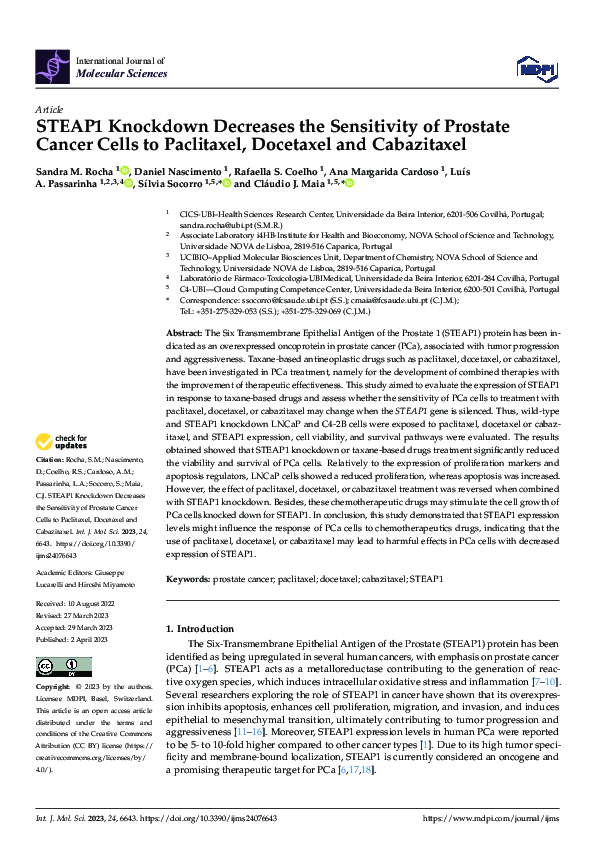 (PDF) STEAP1 Knockdown Decreases the Sensitivity of Prostate Cancer ...