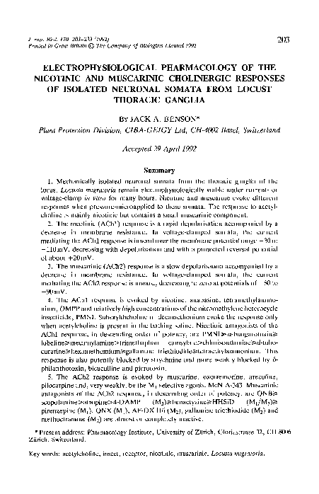 (PDF) Electrophysiological Pharmacology of the Nicotinic and Muscarinic ...