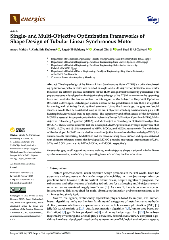 (PDF) Single- and Multi-Objective Optimization Frameworks of Shape ...