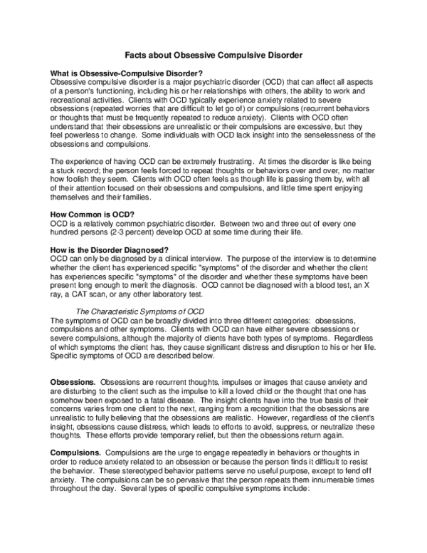 (PDF) The Facts: Obsessive Compulsive Disorder