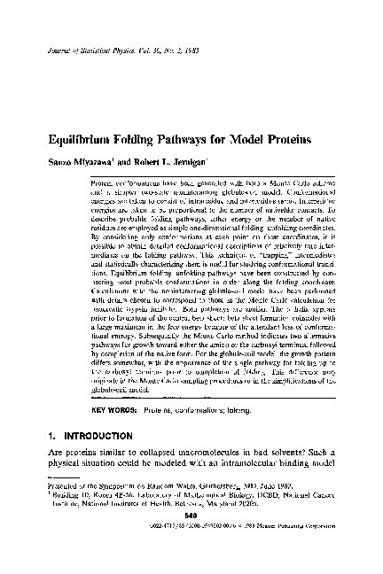 (PDF) Equilibrium folding pathways for model proteins