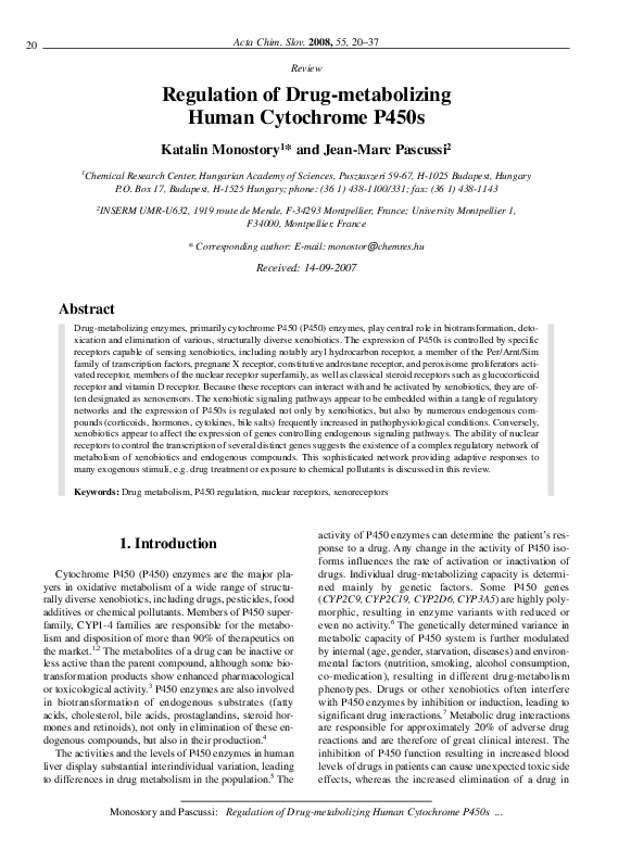 (PDF) Regulation of drug-metabolizing human cytochrome P450s