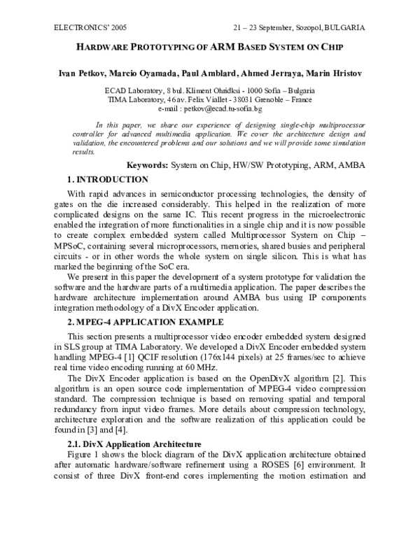 (PDF) Hardware Prototyping of Arm Based System on Chip