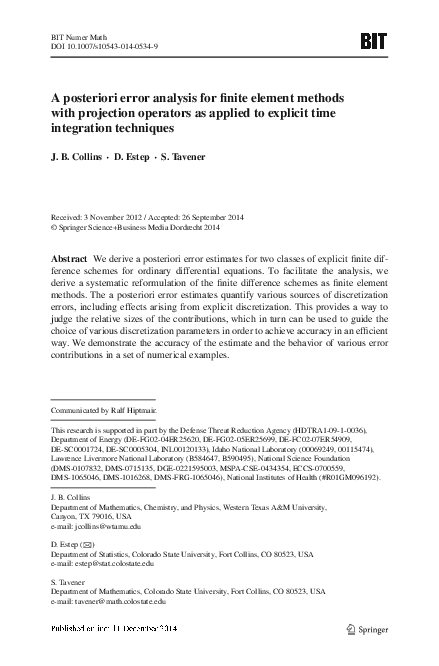 (PDF) A posteriori error analysis for finite element methods with ...