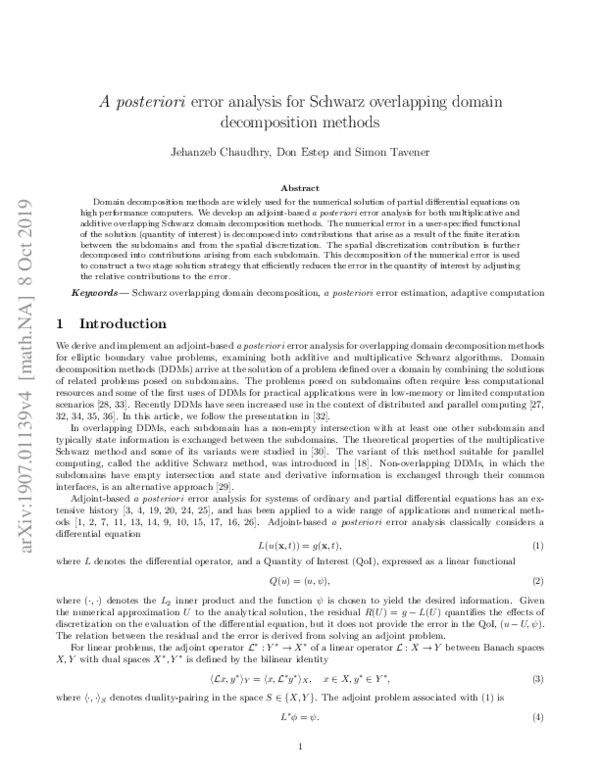 (PDF) A posteriori error analysis for Schwarz overlapping domain ...