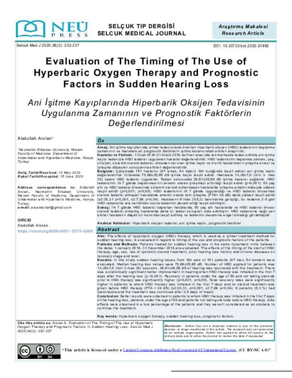 (PDF) Evaluation of The Timing of The Use of Hyperbaric Oxygen Therapy ...