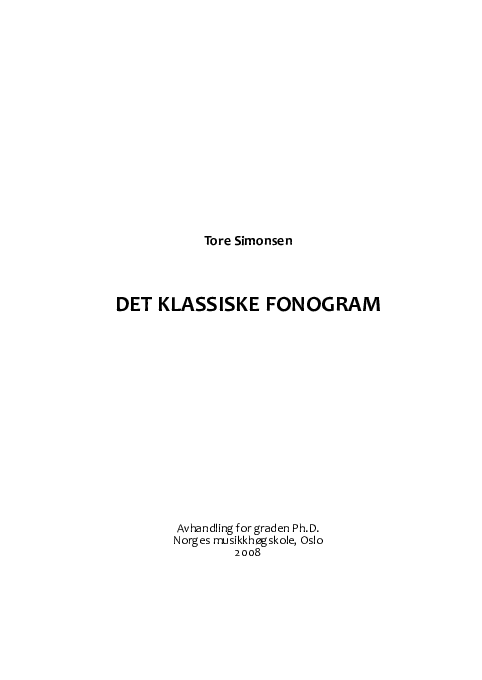 (PDF) Det klassiske fonogram