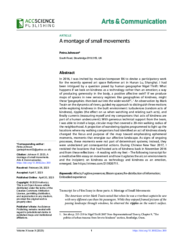 (PDF) A montage of small movements