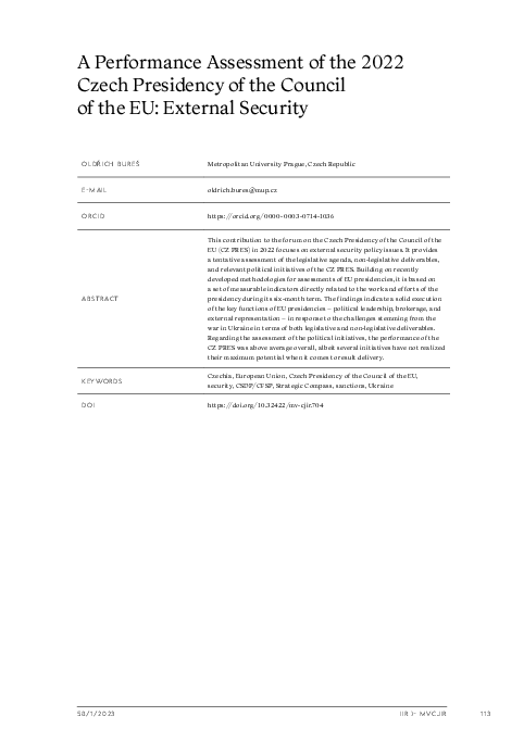 (PDF) A Performance Assessment of the 2022 Czech Presidency of the ...