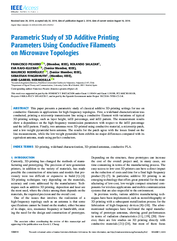 (PDF) Parametric Study of 3D Additive Printing Parameters Using ...