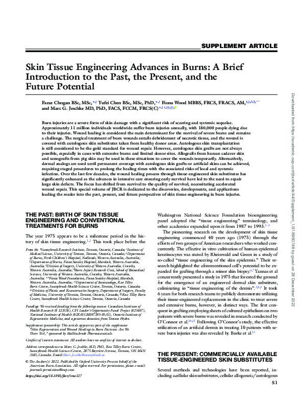 (PDF) Skin Tissue Engineering Advances in Burns: A Brief Introduction ...