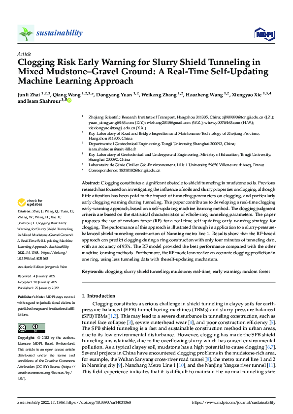 (PDF) Clogging Risk Early Warning for Slurry Shield Tunneling in Mixed ...