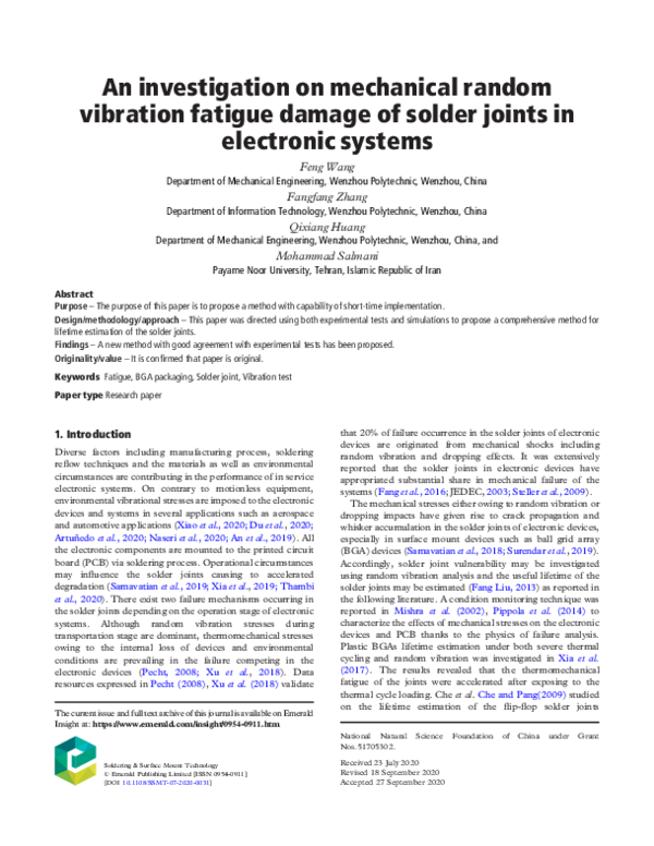 (PDF) An investigation on mechanical random vibration fatigue damage of ...