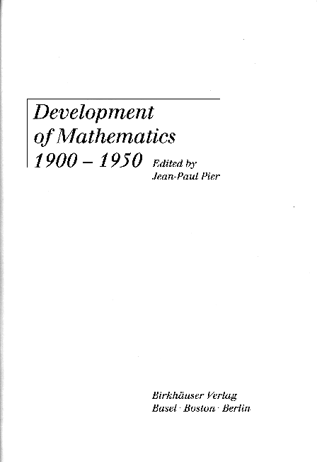 (PDF) Development of Mathematics 1900–1950