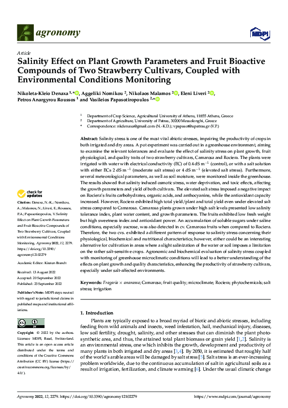 (PDF) Salinity Effect on Plant Growth Parameters and Fruit Bioactive ...