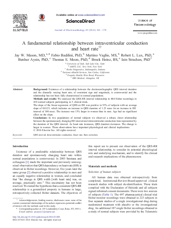 (PDF) A fundamental relationship between intraventricular conduction ...