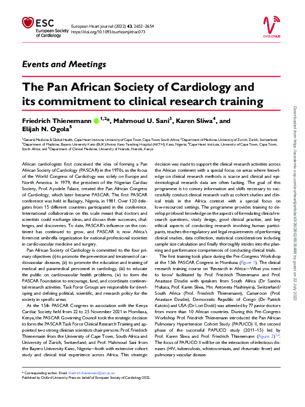 (PDF) The Pan African Society of Cardiology and its commitment to ...