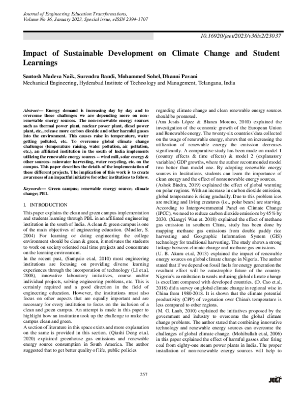 (PDF) Impact of Sustainable Development on Climate Change and Student ...