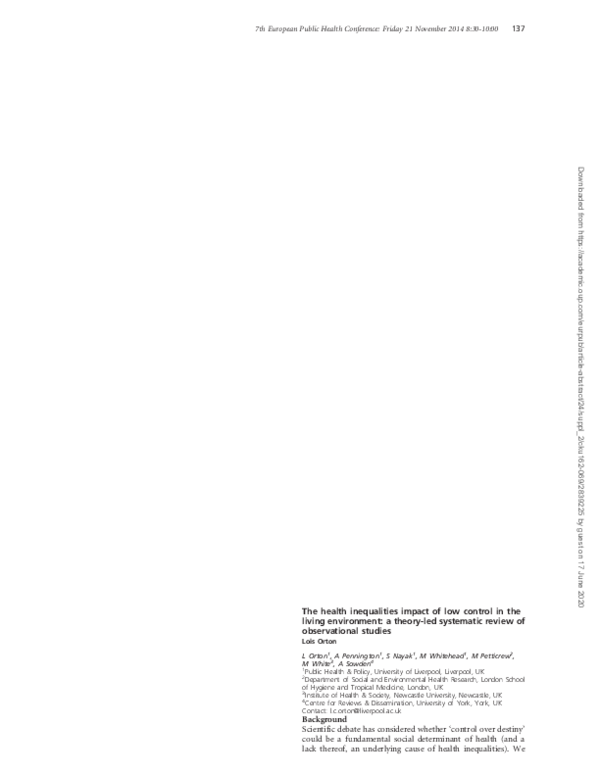 (PDF) The health inequalities impact of low control in the living ...