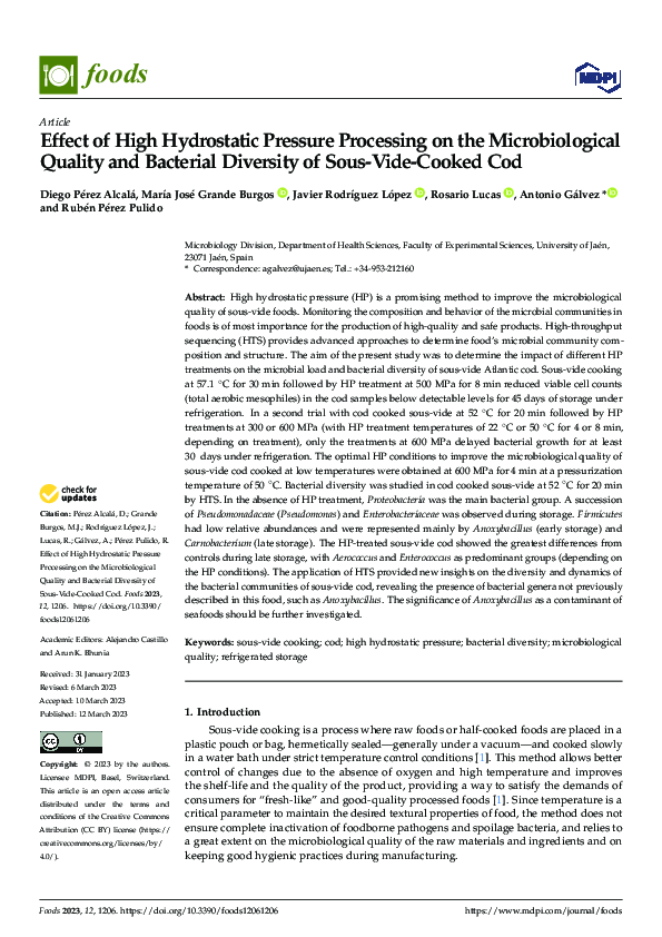 (PDF) Effect of High Hydrostatic Pressure Processing on the ...