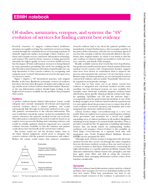 (PDF) Of studies, summaries, synopses, and systems: the 