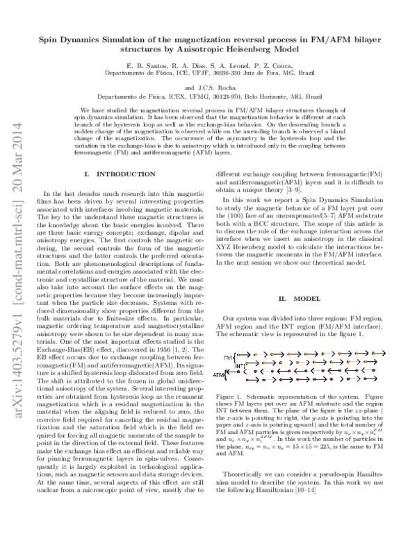 (PDF) Spin Dynamics Simulation of the magnetization reversal process in ...