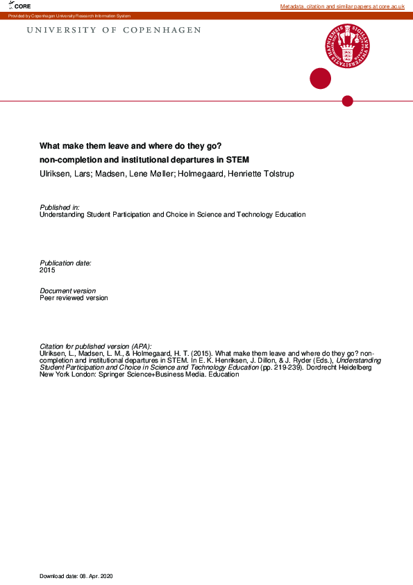 (PDF) What make them leave and where do they go?:non-completion and ...