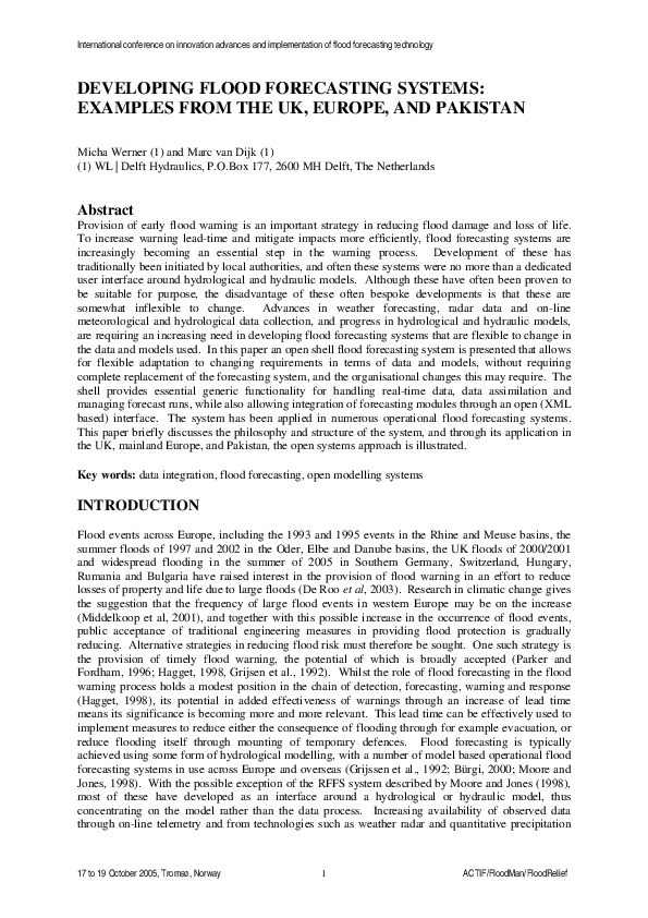 (PDF) Developing flood forecasting systems: examples from the UK ...