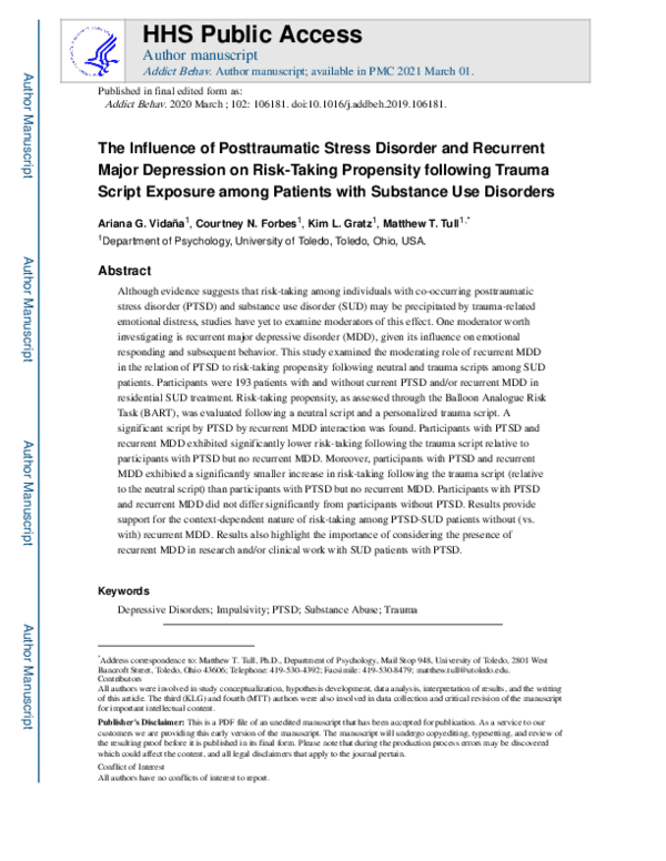 (PDF) The influence of posttraumatic stress disorder and recurrent ...