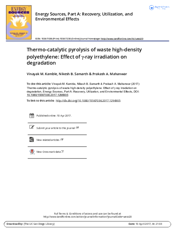 (PDF) Thermo-catalytic pyrolysis of waste high-density polyethylene ...