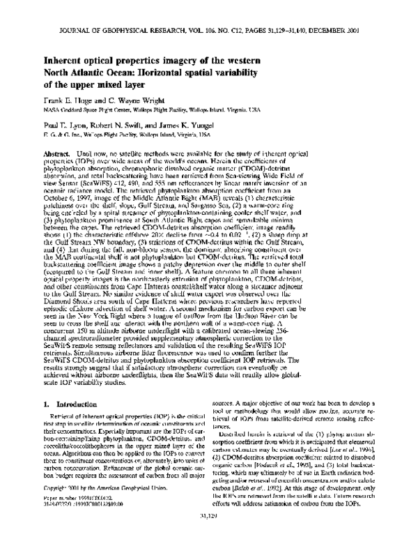 (PDF) Inherent optical properties imagery of the western North Atlantic ...